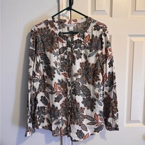 Christopher & Banks Floral Button Down Shirt - Multi-colored
